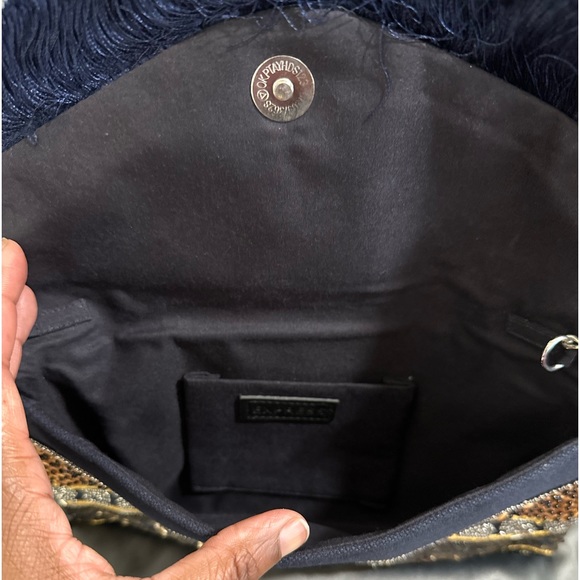 NWT - Sequin and Beads beautiful crossbody - Navy and Brown - Picture 9 of 10